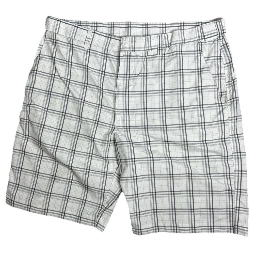 PGA Tour Shorts Mens 34 white Golf Performance Plaid Lightweight Breathable(347)